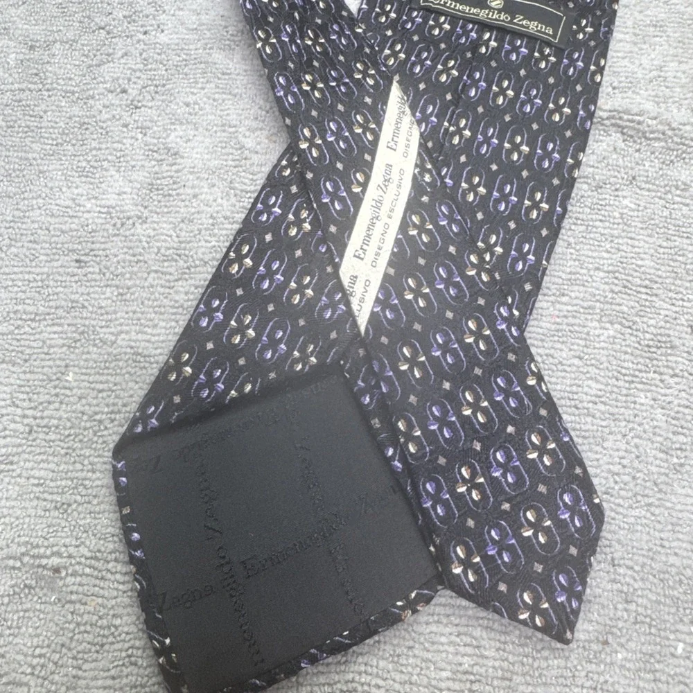 ermenegildo zegna Neck Tie Black Classic Geometric Disegno Esclusivo‎ Exclusive